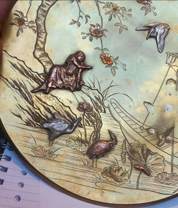Japanese Mixed Metal 'Takazogan' Plate, Meiji Period (1868-1912) - asian collectible