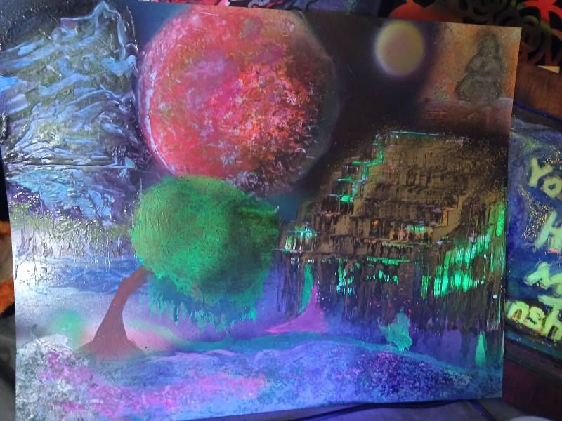 Contemporary Aerosol Space Landscape Painting - paintings collectible