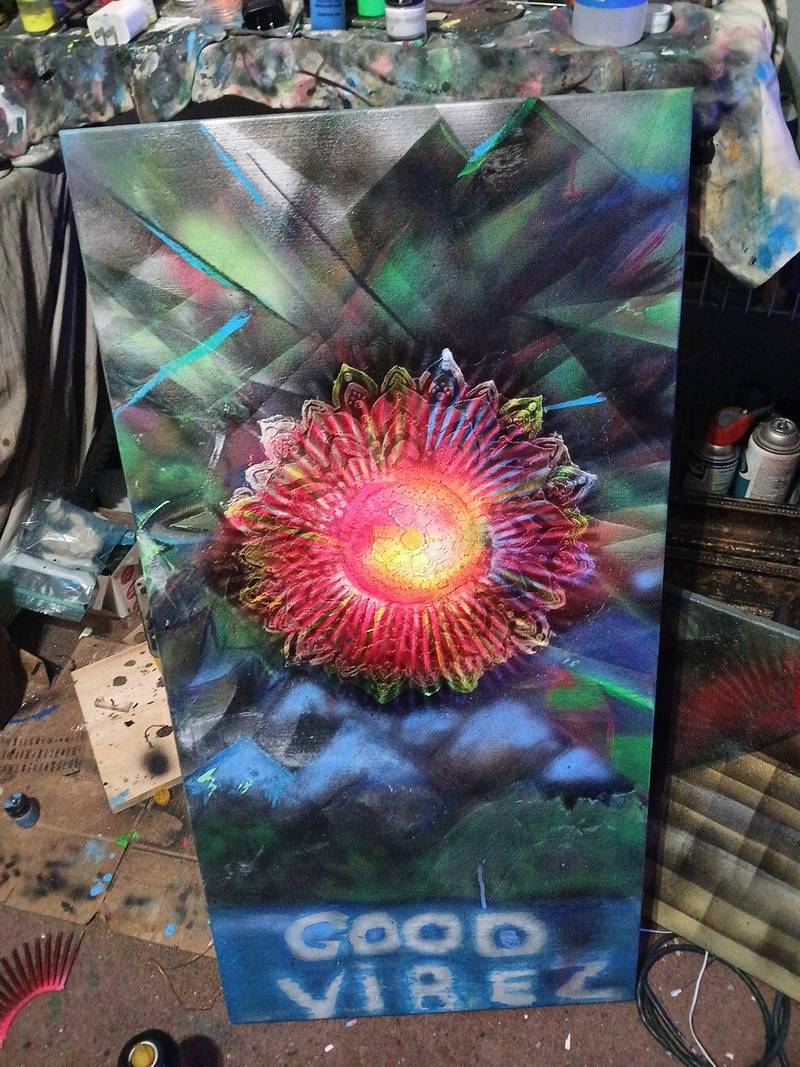 Original Mixed-Media UV-Reactive Canvas Painting by Dash Rodgerz - paintings collectible