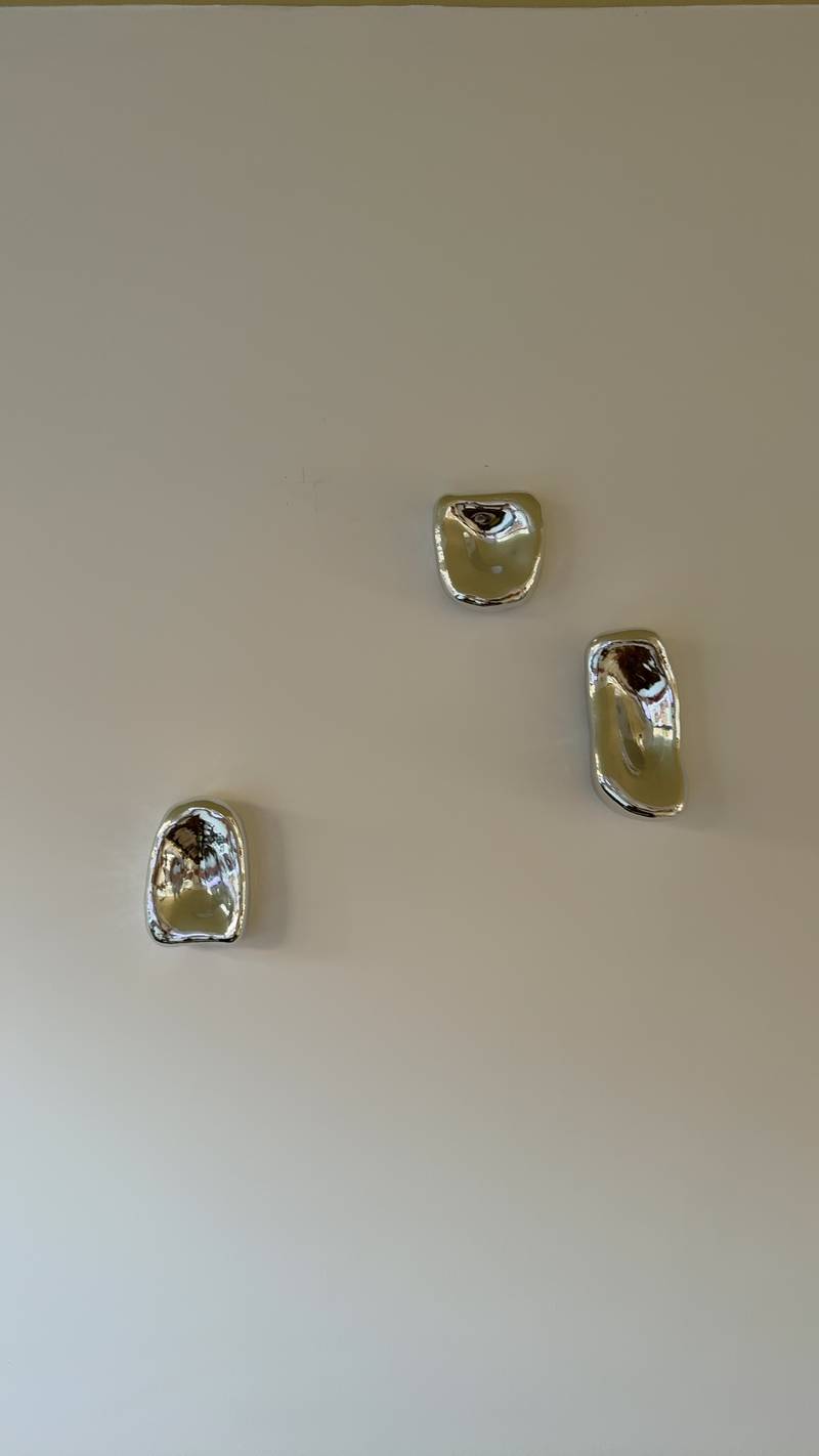 Wall-Mounted Fluid Ceramic Sculptures - Silver Electroplated Set - ceramics collectible