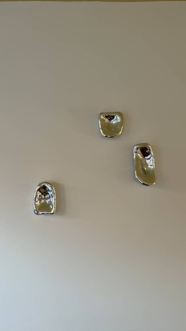Wall-Mounted Fluid Ceramic Sculptures - Silver Electroplated Set - ceramics collectible