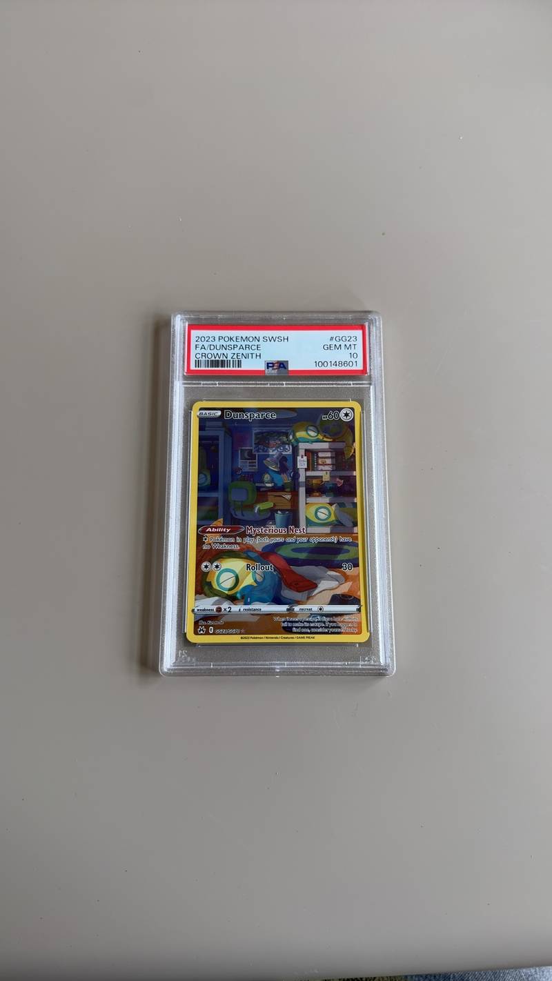 PSA 10 Graded 2023 Pokémon Dunsparce Full Art card from Crown Zenith Galarian Gallery. - view 1