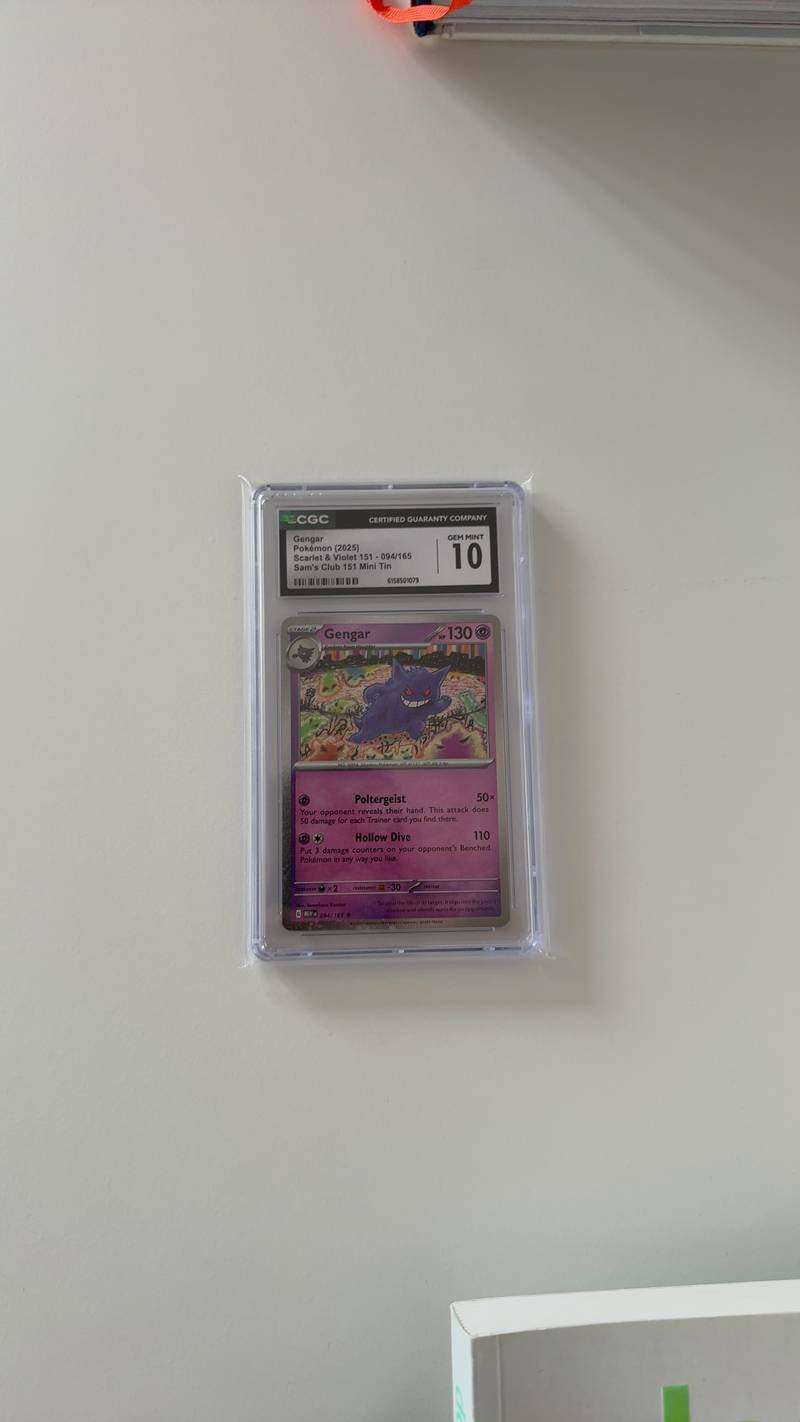 CGC Graded 10 Gem Mint Gengar 094/165 from Pokémon Scarlet & Violet 151 expansion in a protective slab. - view 1