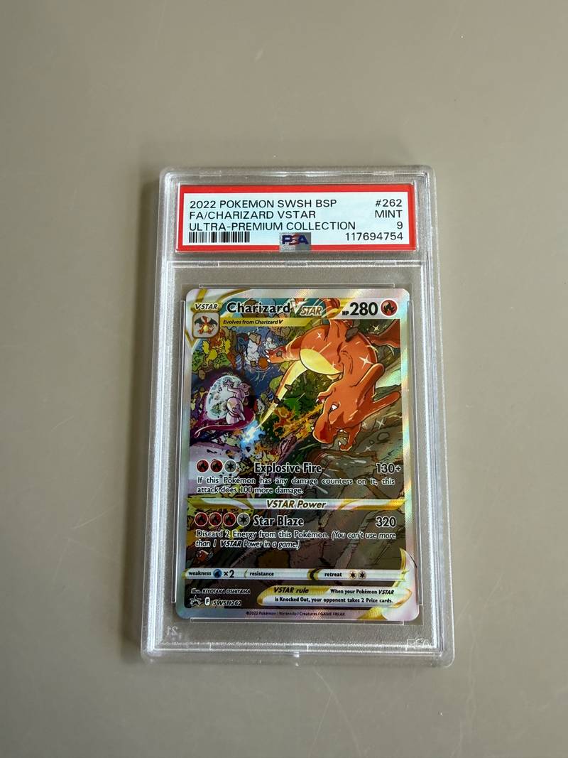 PSA 9 Mint graded 2022 Pokemon Charizard VSTAR Black Star Promo SWSH262 card - view 1