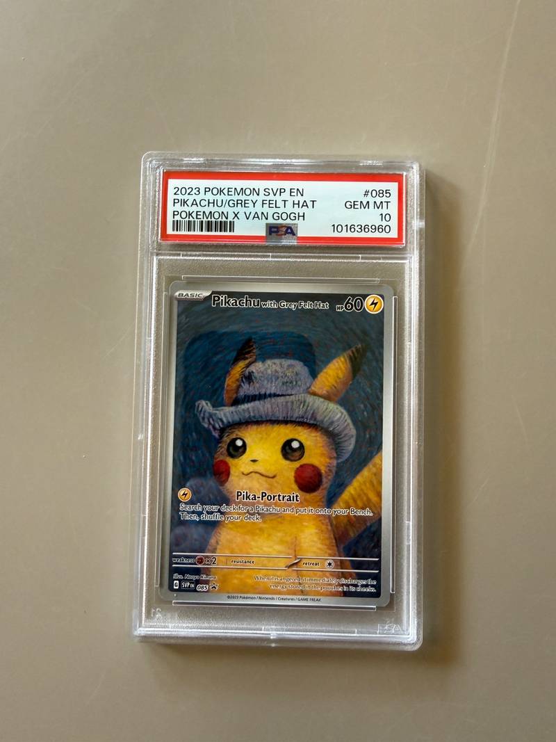 PSA 10 Gem Mint graded Pikachu with Grey Felt Hat Pokemon card SVP 085 Van Gogh Museum promo - view 1